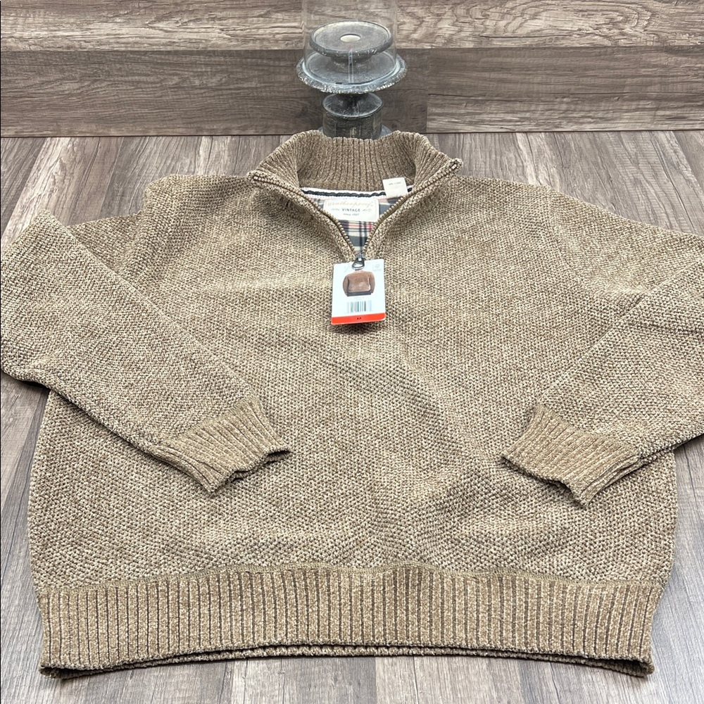 Weatherproof Vintage Men's Brown1/4 Zip-Up Sweater